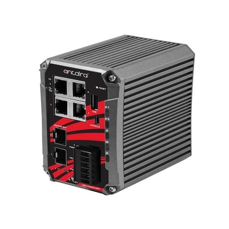 Antaira 6-Port Industrial Compact Gigabit Light Layer 3 Managed Ethernet Switch LMX-C602G-SFP-T-V2